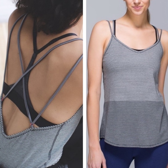 LULULEMON Breezy Tank in Divided Stripe Heathered Light to Dark Grey / Slate 2 - Picture 1 of 14